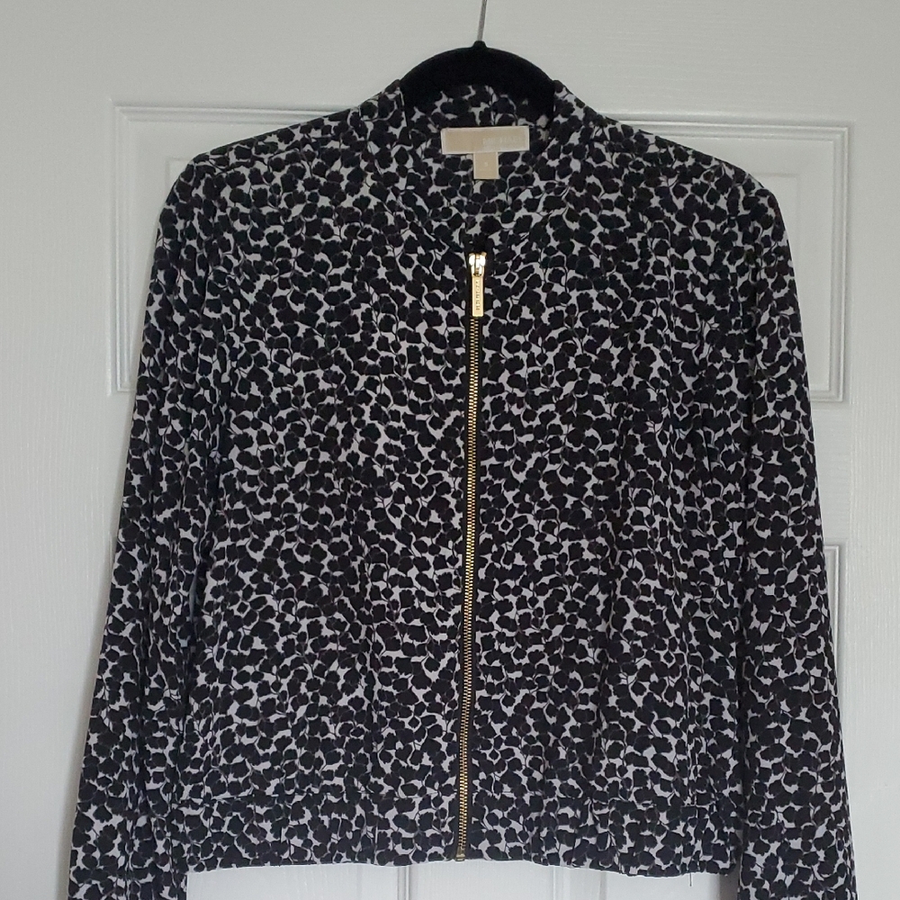 MICHAEL Michael Kors Black and White Patterned Bomber Jacket